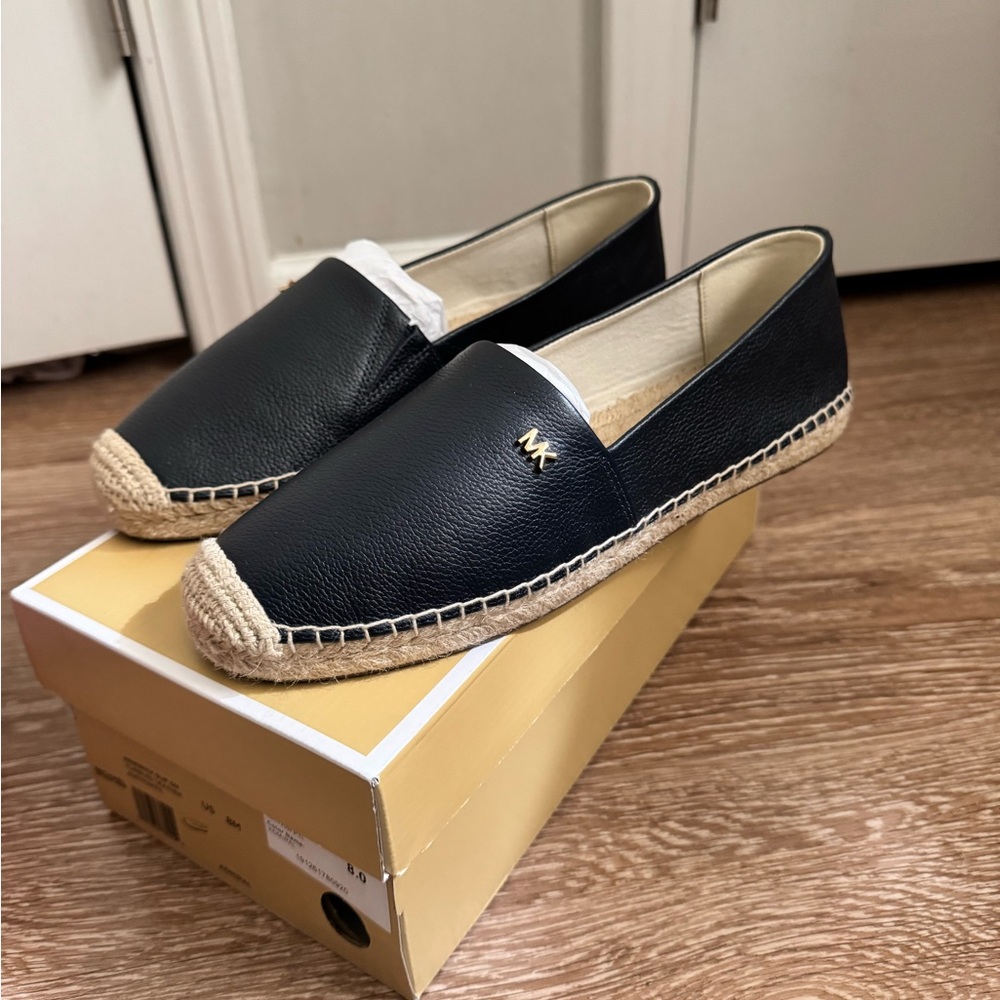 Michael Kors Navy Blue Leather Espadrille Flats
